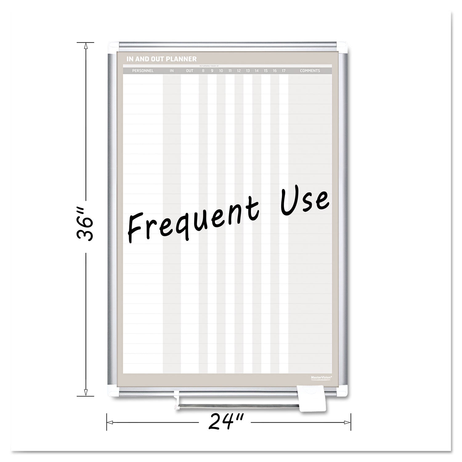 In-Out Magnetic Dry Erase Board, 24 x 36, White Surface, Silver Aluminum Frame - 