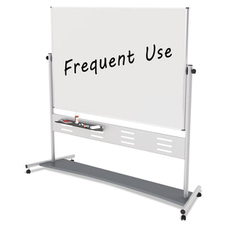 Revolver Easel, 70.8 x 47.2, 80" Tall Easel, Horizontal Orientation, White Surface, Silver Aluminum Frame