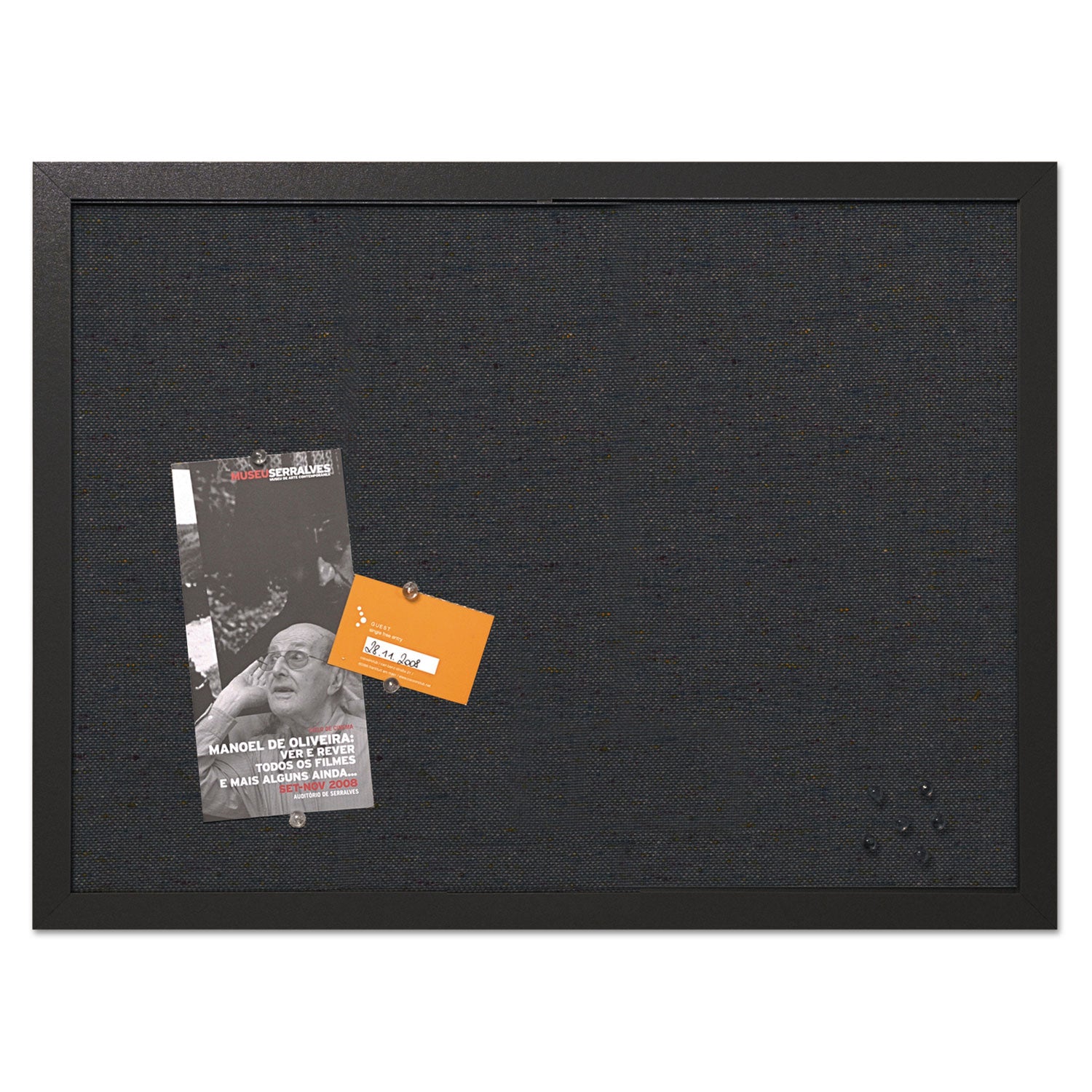 Designer Fabric Bulletin Board, 24 x 18, Black Surface, Black MDF Wood Frame - 