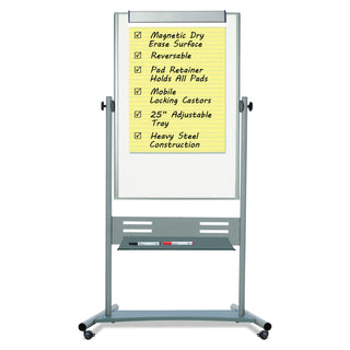Revolver Easel, 35.4 x 47.2, 80" Tall Easel, Vertical Orientation, White Surface, Silver Aluminum Frame