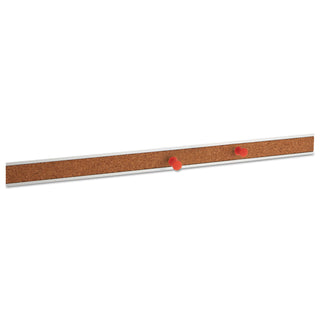 Cork Bulletin Bar, 24 x 1, Brown Surface, Silver Aluminum Frame