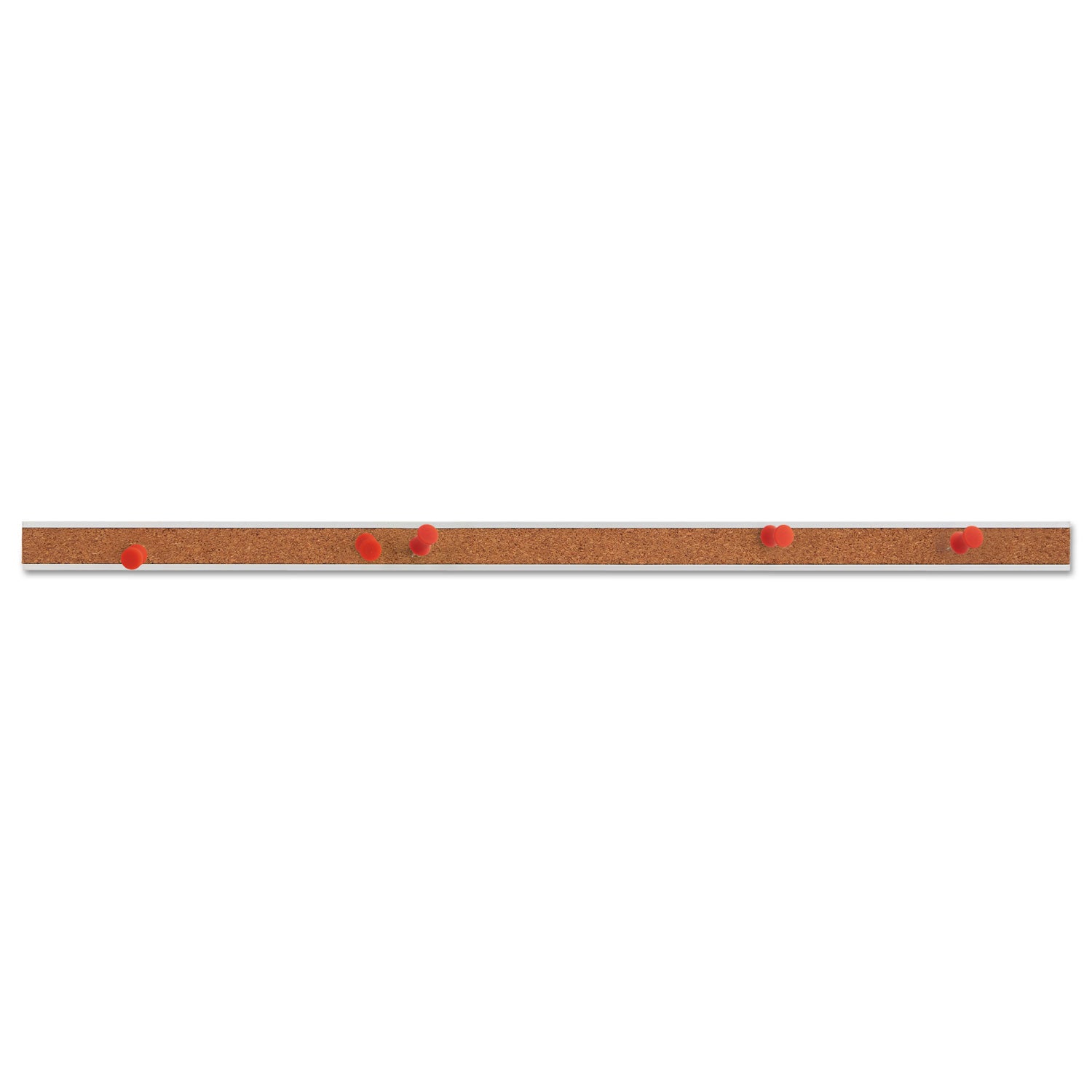Cork Bulletin Bar, 18 x 1, Brown Surface, Silver Aluminum Frame