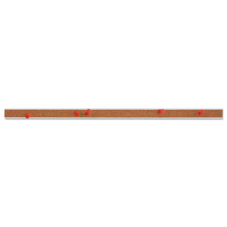 Cork Bulletin Bar, 18 x 1, Brown Surface, Silver Aluminum Frame