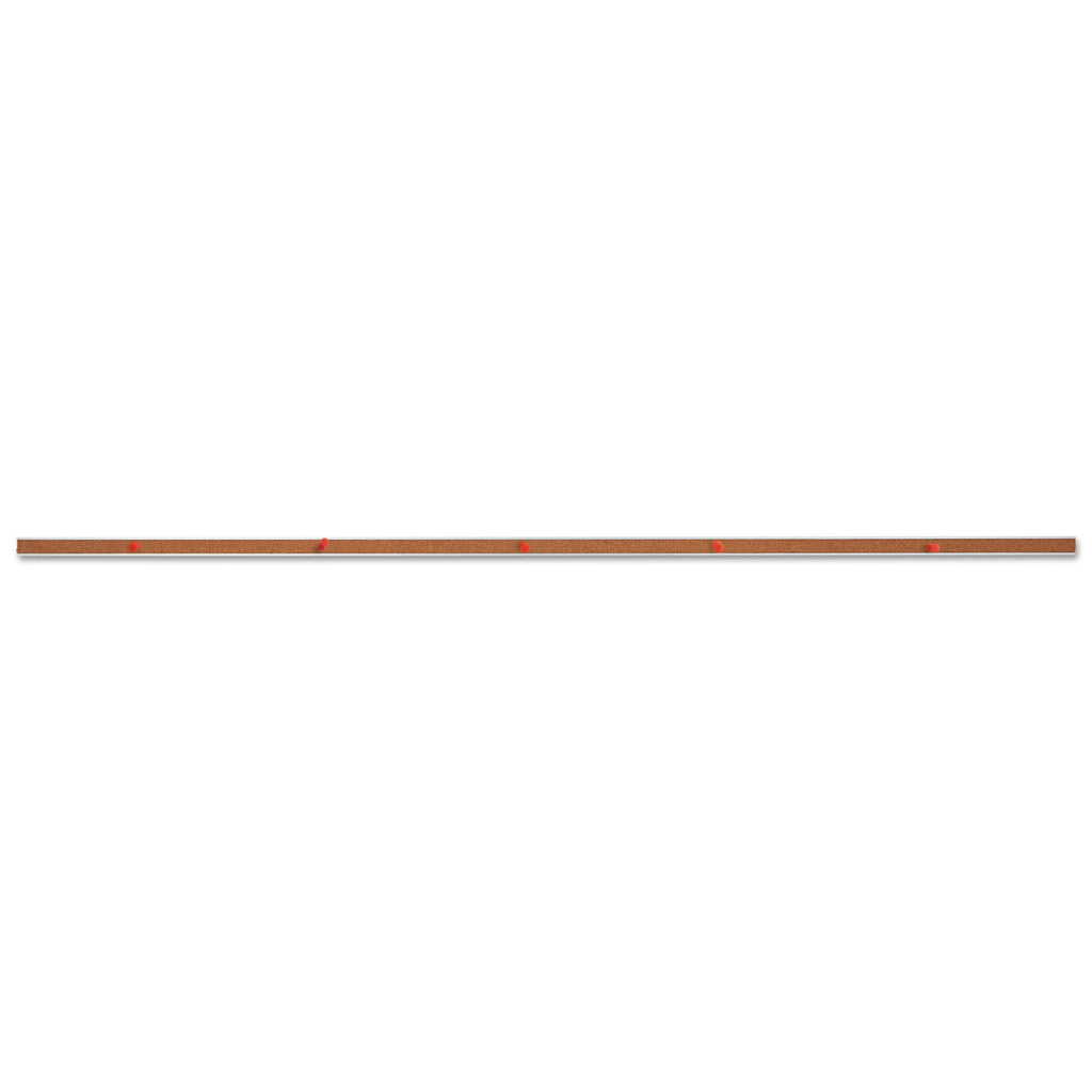 Cork Bulletin Bar, 48 x 1, Brown Surface, Silver Aluminum Frame