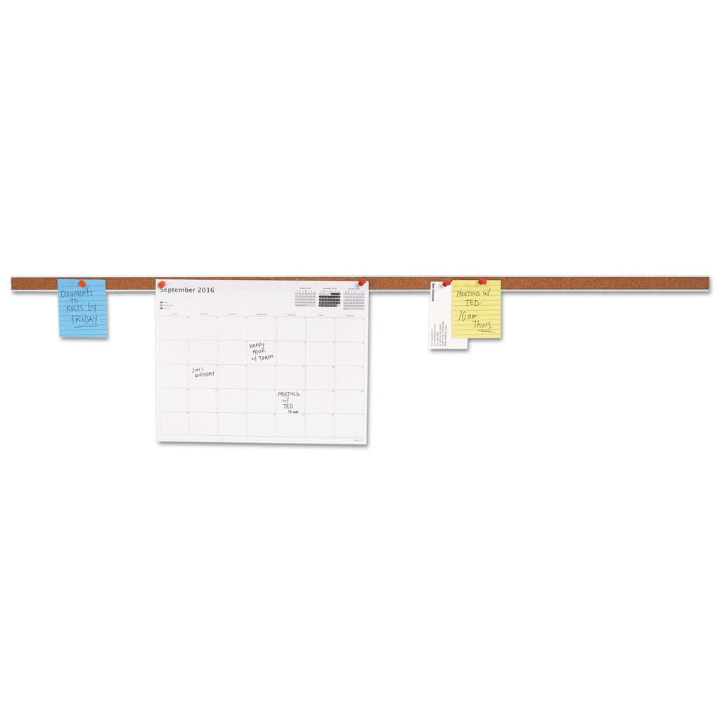 cork-bulletin-bar-36-x-1-brown-surface-silver-aluminum-frame_unv43436 - 1