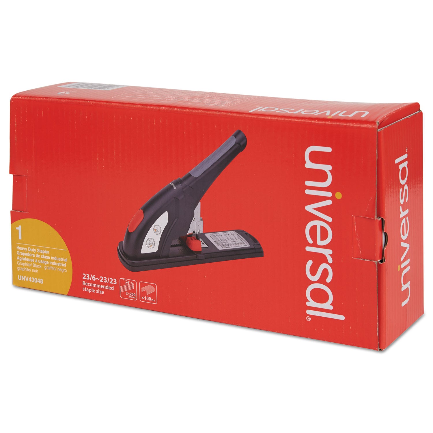 Heavy-Duty Stapler, 200-Sheet Capacity, Black/Graphite/Red - 