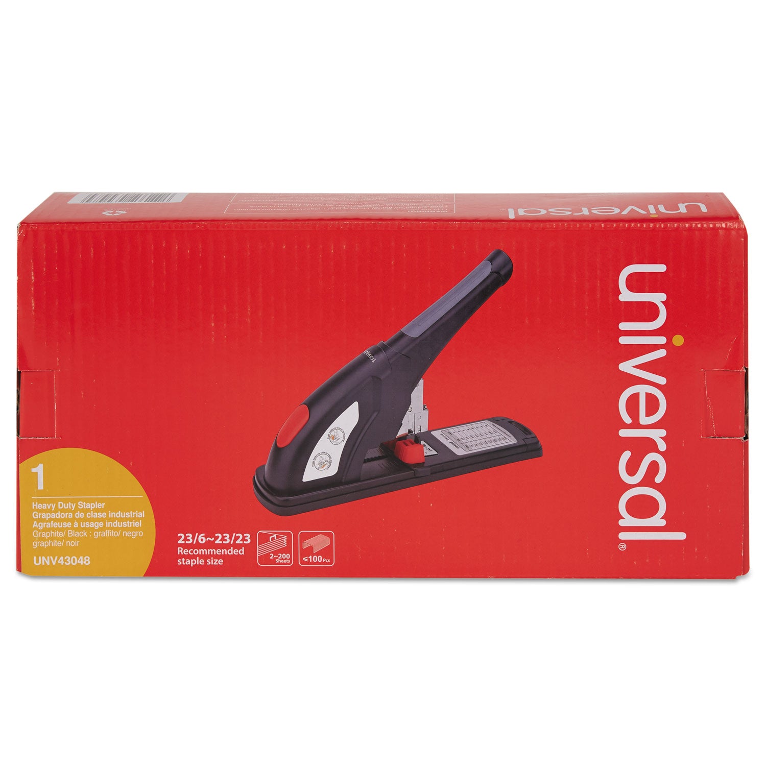 Heavy-Duty Stapler, 200-Sheet Capacity, Black/Graphite/Red - 