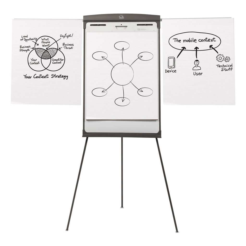 Magnetic Dry Erase Easel, 27 x 35, Graphite Surface, Graphite Plastic Frame - 