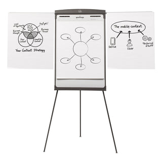 Magnetic Dry Erase Easel, 27 x 35, Graphite Surface, Graphite Plastic Frame - 