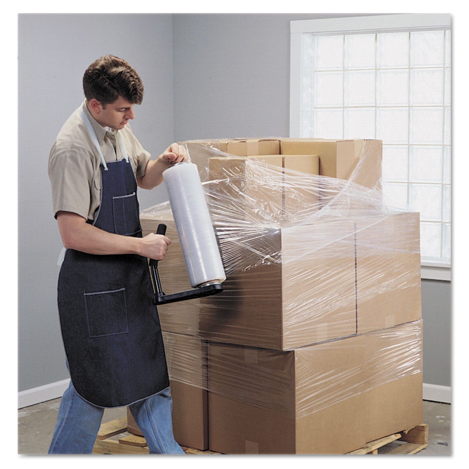 Lightweight Adjustable Hand Dispenser for Stretch Film Rolls 12" to 20" Wide - 