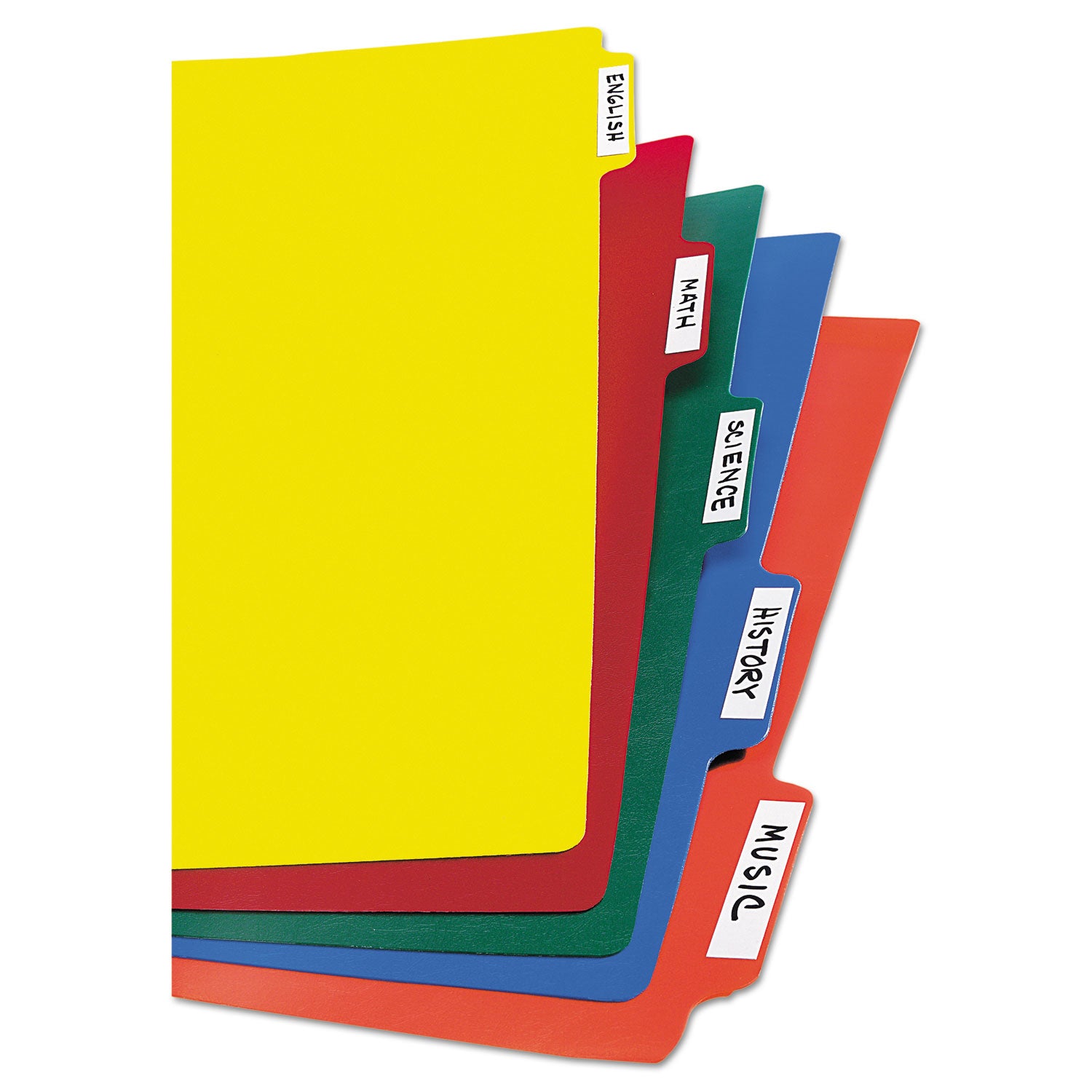 Heavy-Duty Plastic Dividers with Multicolor Tabs and White Labels , 5-Tab, 11 x 8.5, Assorted, 1 Set - 