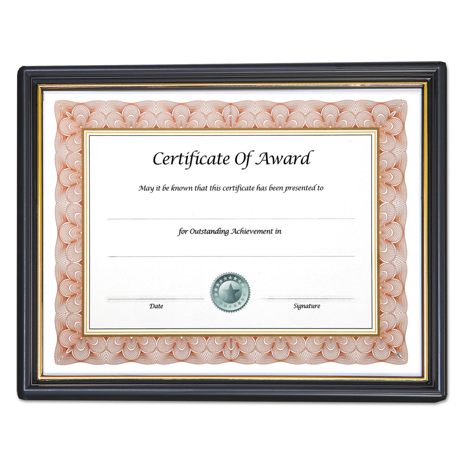 Economy Framed Achievement/Appreciation Awards, 11 x 8.5, Horiztontal Orientation, White with Black Border - 