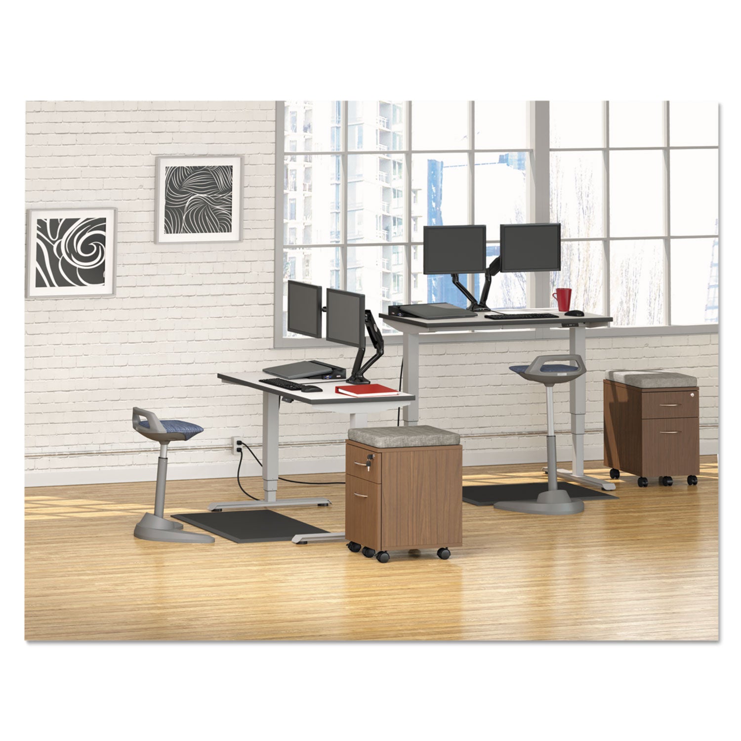Alera Valencia Series Mobile Pedestal, Left/Right, 2-Drawers: Box/File, Legal/Letter, Modern Walnut, 15.88" x 19.13" x 22.88