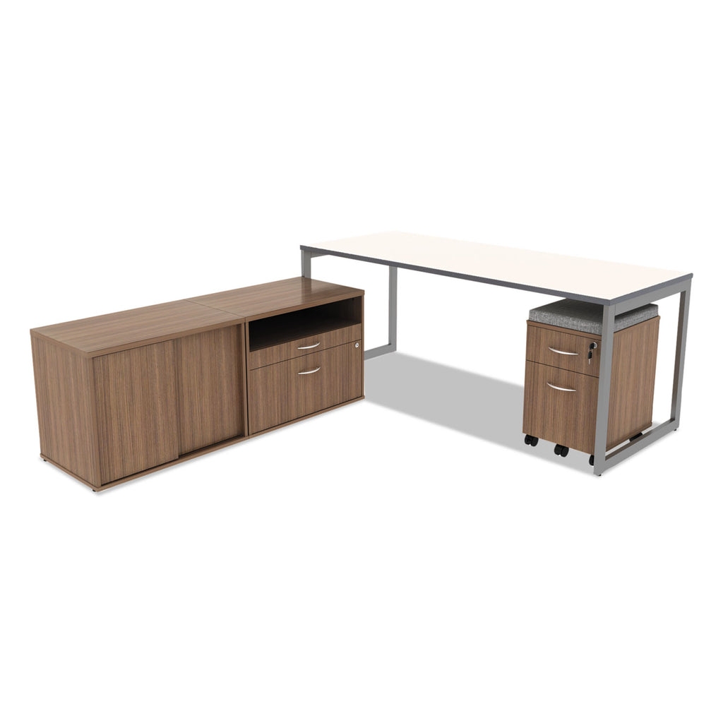 Alera Valencia Series Mobile Pedestal, Left/Right, 2-Drawers: Box/File, Legal/Letter, Modern Walnut, 15.88" x 19.13" x 22.88