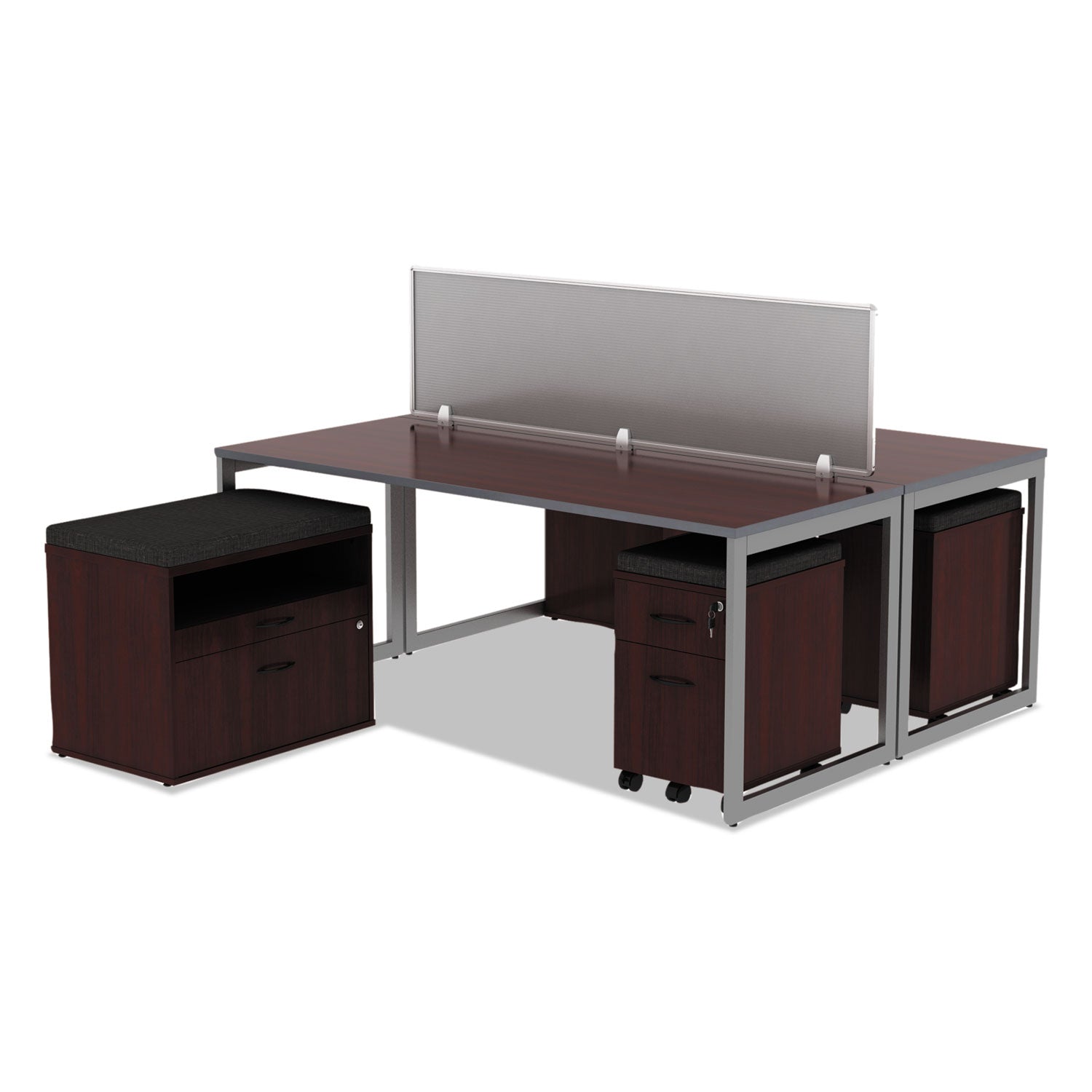 Alera Valencia Series Mobile Pedestal, Left or Right, 2-Drawers: Box/File, Legal/Letter, Mahogany, 15.88" x 19.13" x 22.88