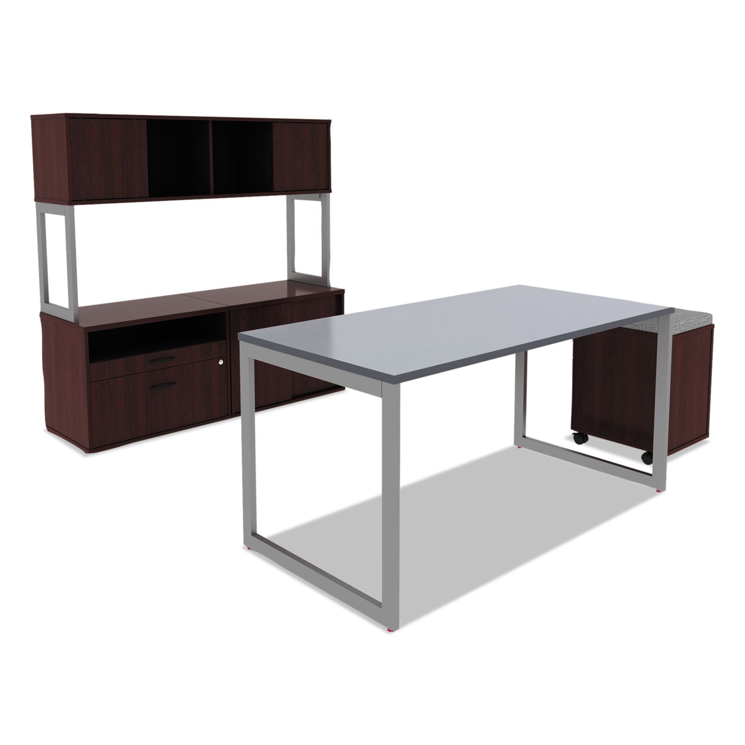 Alera Valencia Series Mobile Pedestal, Left or Right, 2-Drawers: Box/File, Legal/Letter, Mahogany, 15.88" x 19.13" x 22.88