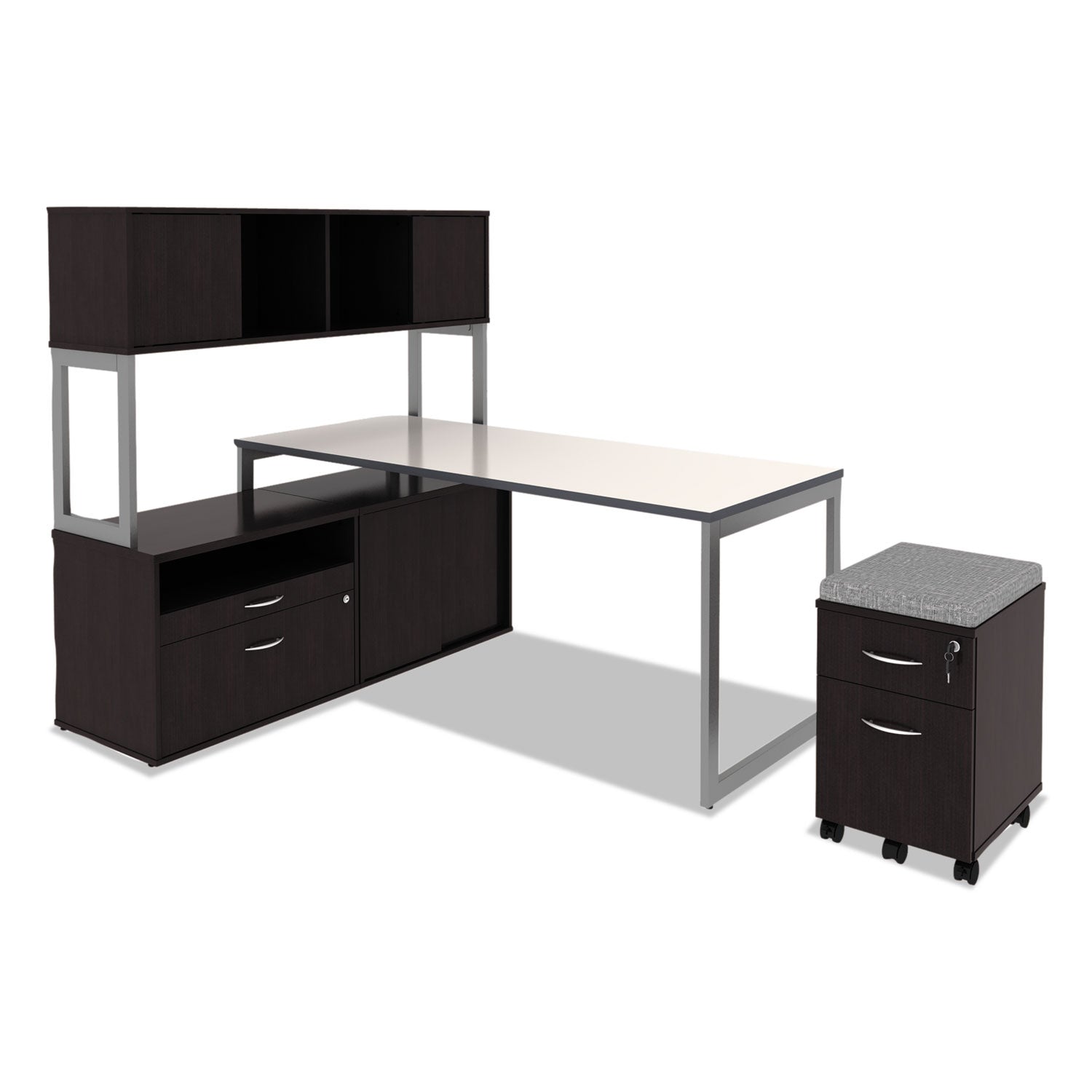 Alera Valencia Series Mobile Pedestal, Left or Right, 2-Drawers: Box/File, Legal/Letter, Espresso, 15.88" x 19.13" x 22.88