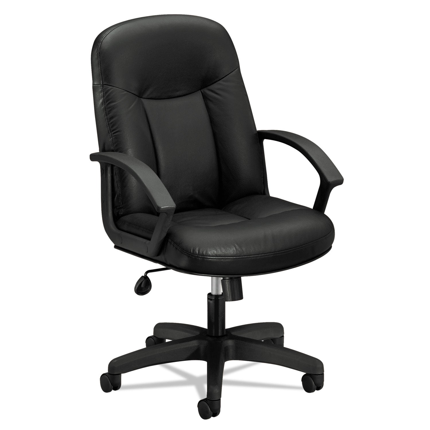 HVL601 Series Executive High-Back Leather Chair, Supports Up to 250 lb, 17.44" to 20.94" Seat Height, Black - 