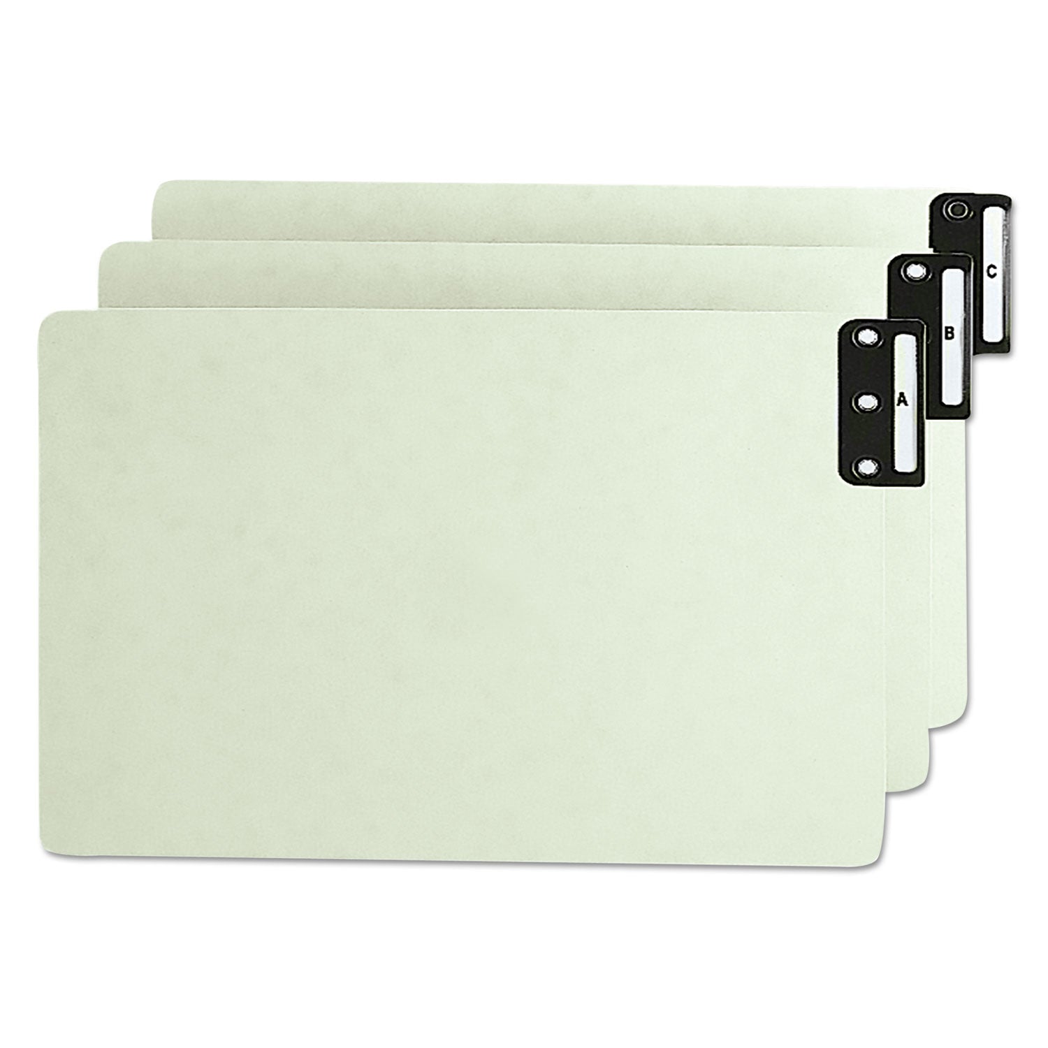 100% Recycled End Tab Pressboard Guides with Metal Tabs, 1/3-Cut End Tab, A to Z, 8.5 x 14, Green, 25/Set - 
