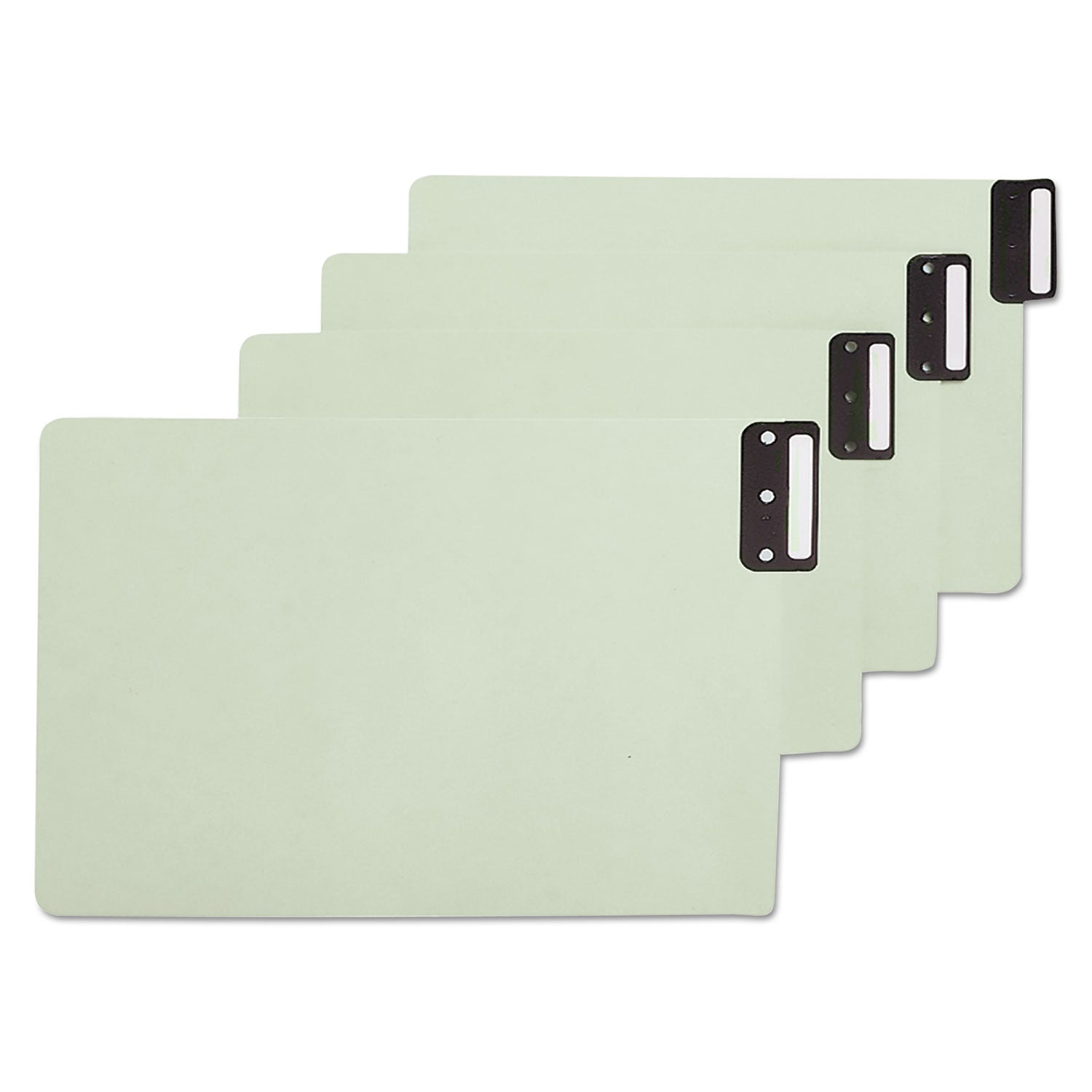 100% Recycled End Tab Pressboard Guides with Metal Tabs, 1/3-Cut End Tab, Blank, 8.5 x 14, Green, 50/Box - 