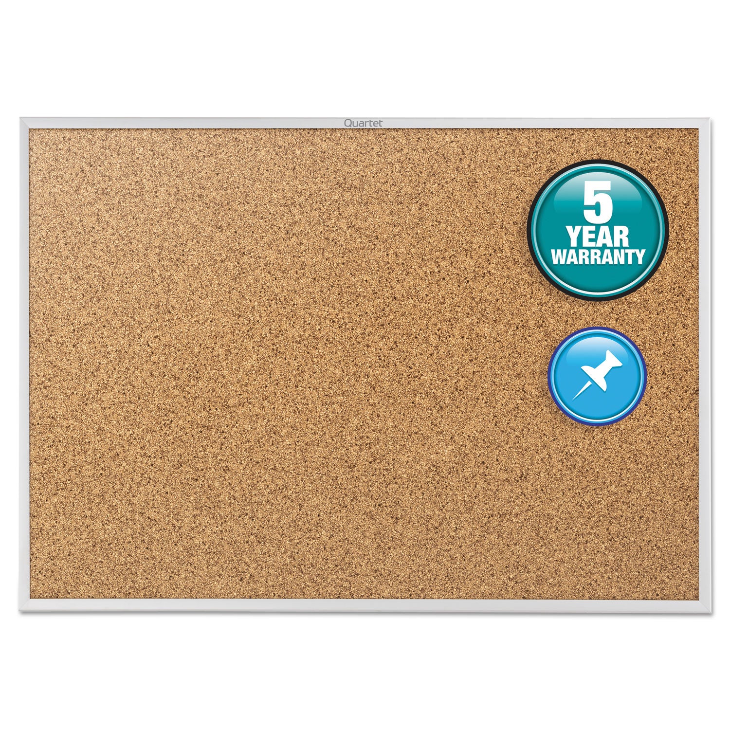 Classic Series Cork Bulletin Board, 36 x 24, Tan Surface, Silver Anodized Aluminum Frame - 