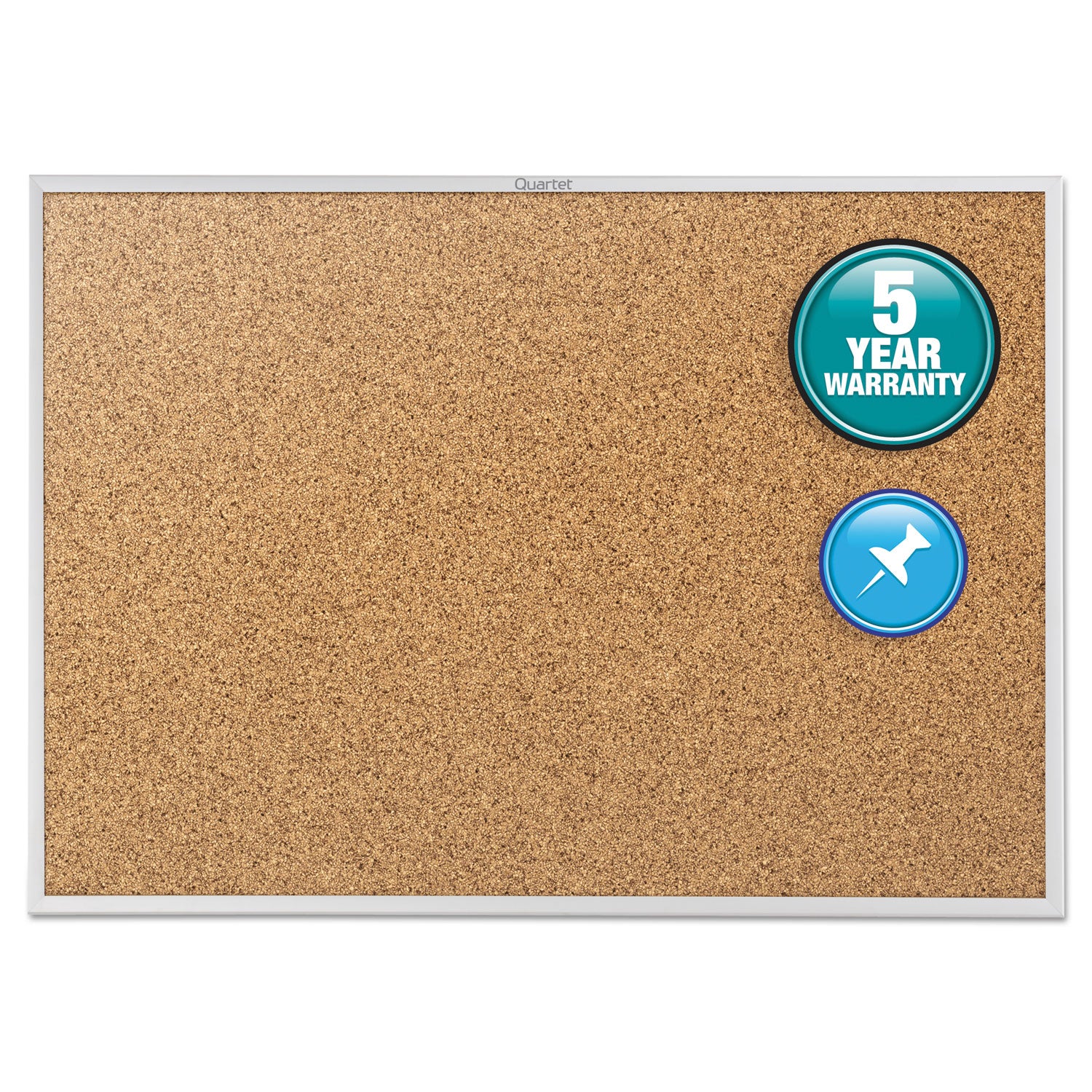 Classic Series Cork Bulletin Board, 24 x 18, Tan Surface, Silver Aluminum Frame - 
