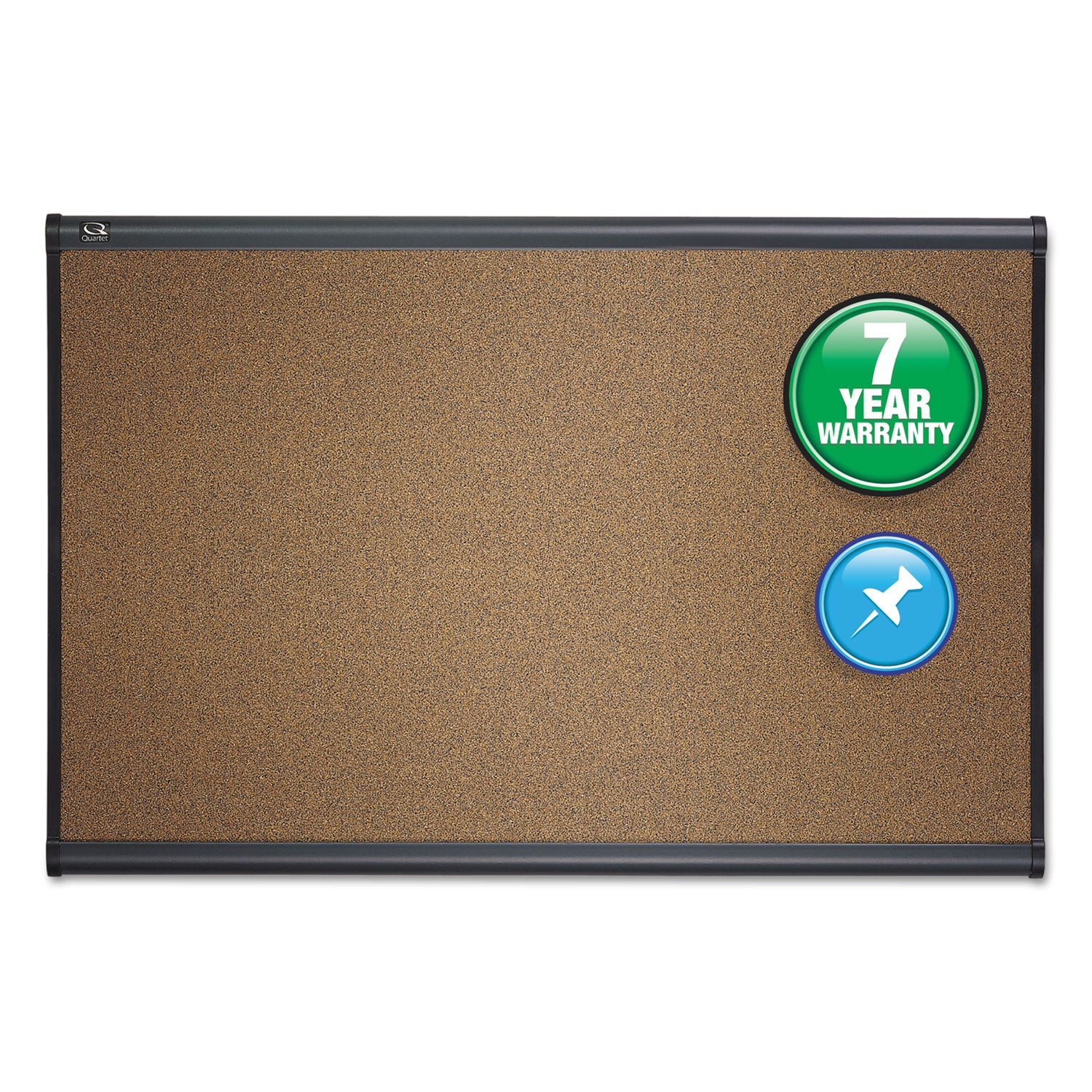 Prestige Colored Cork Bulletin Board, 36 x 24, Brown Surface, Graphite Gray Fiberboard/Plastic Frame - 