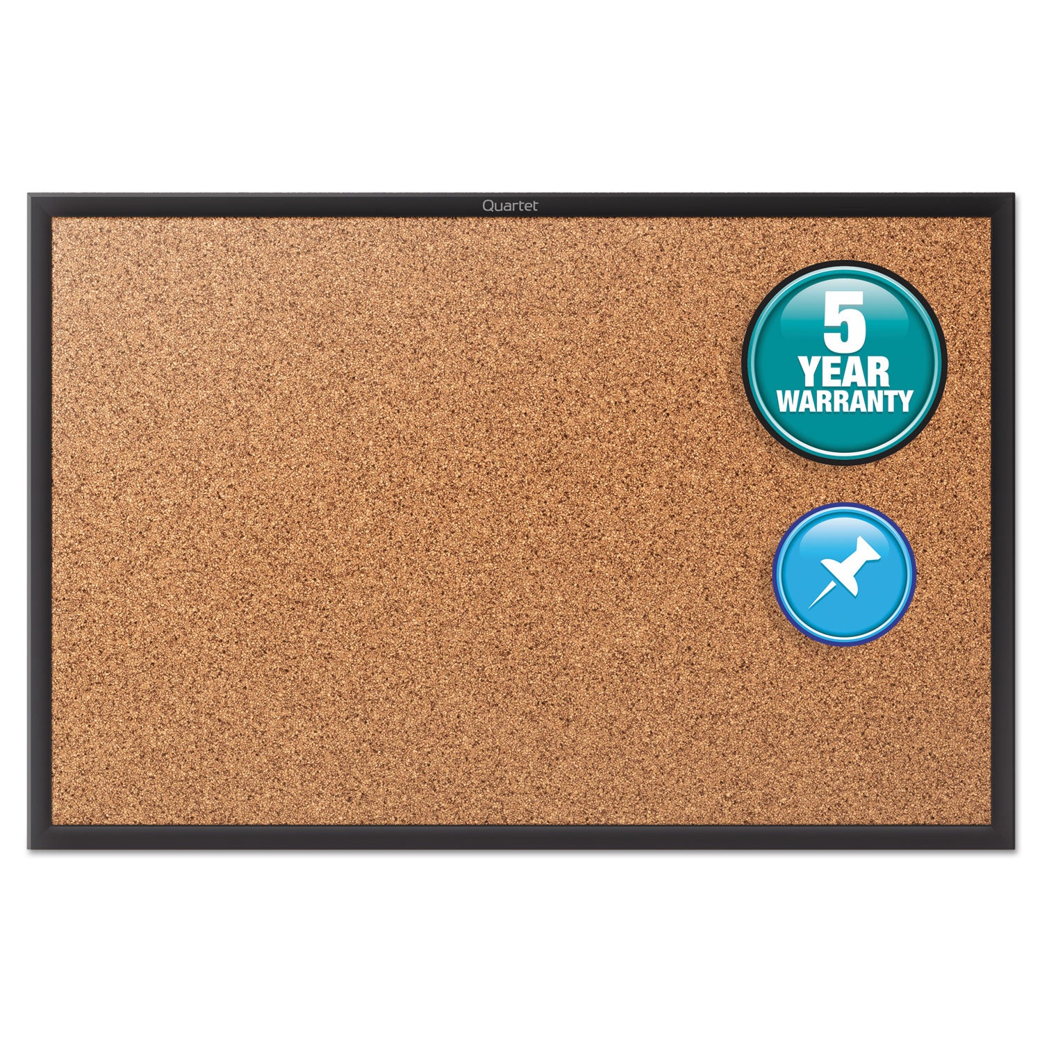 Classic Series Cork Bulletin Board, 24 x 18, Tan Surface, Black Aluminum Frame - 