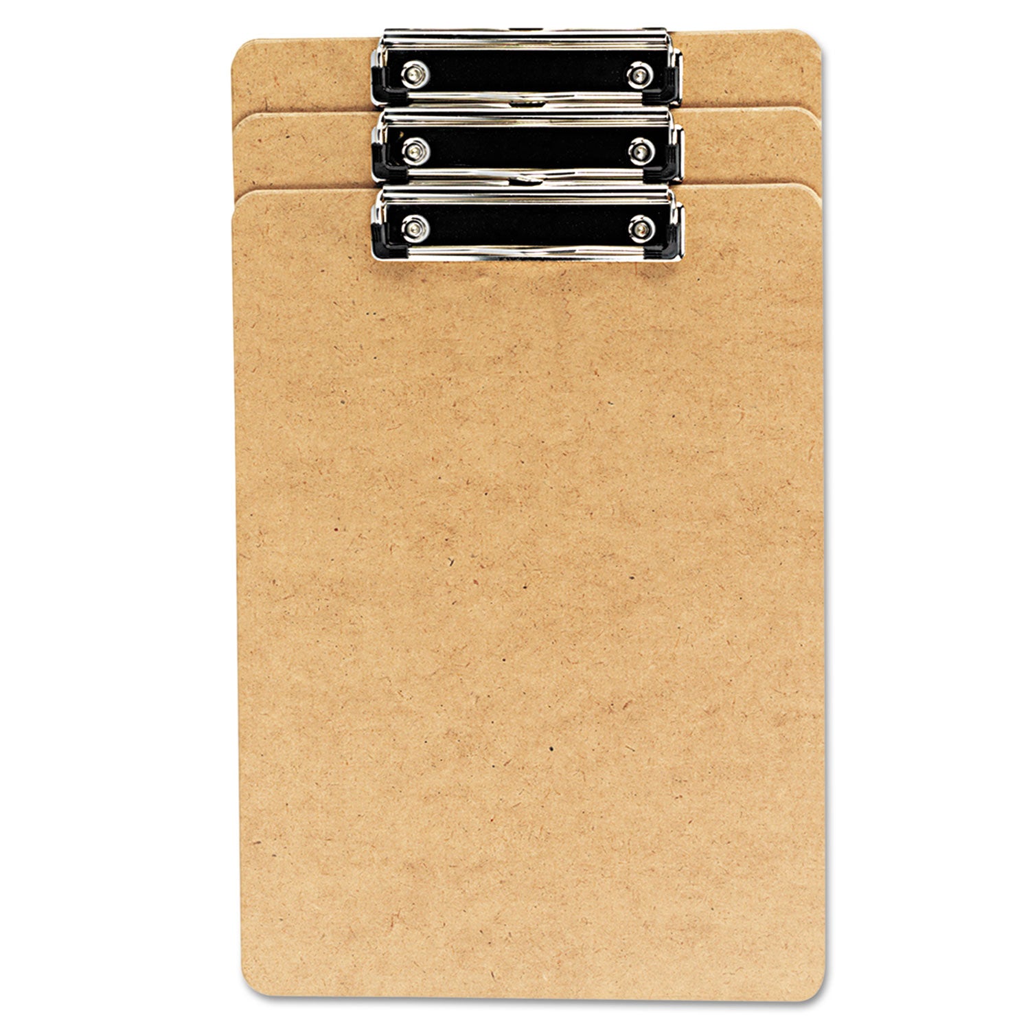 Hardboard Clipboard with Low-Profile Clip, 0.5" Clip Capacity, Holds 8.5 x 14 Sheets, Brown, 3/Pack - 