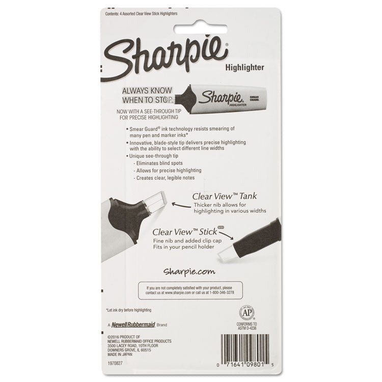 clearview-pen-style-highlighter-assorted-ink-colors-chisel-tip-assorted-barrel-colors-4-pack_san1950749 - 2