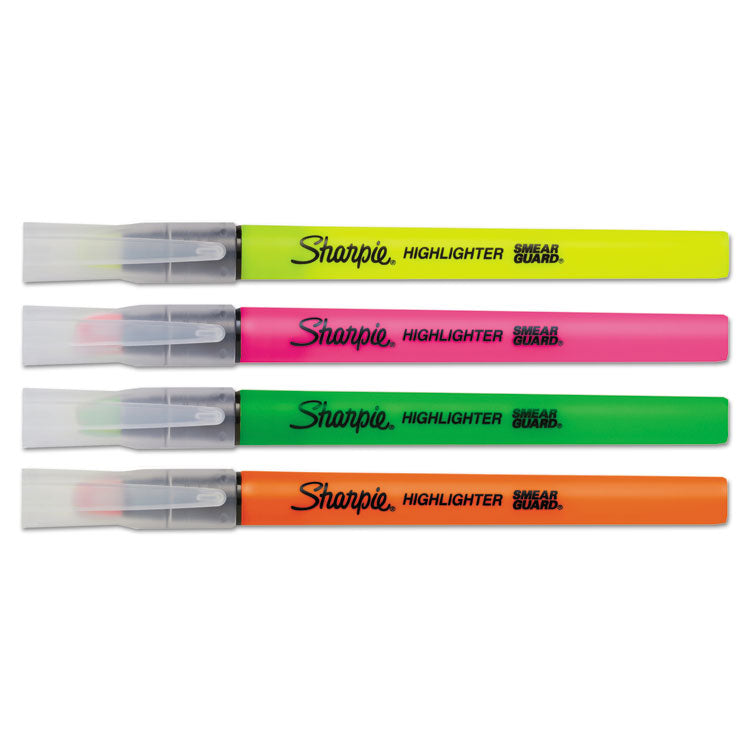 clearview-pen-style-highlighter-assorted-ink-colors-chisel-tip-assorted-barrel-colors-4-pack_san1950749 - 4