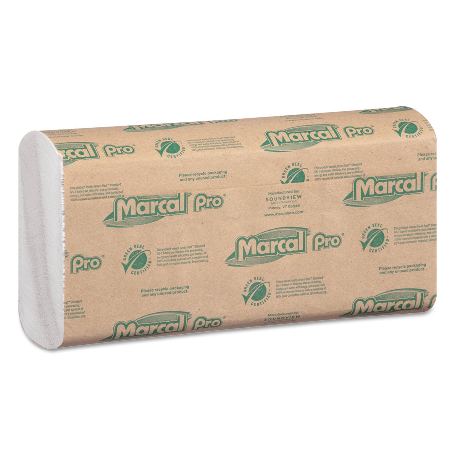 100% Recycled Folded Paper Towels, C-Fold, 1-Ply, 12.88 x 10.13, White, 150/Pack, 16 Packs/Carton - 