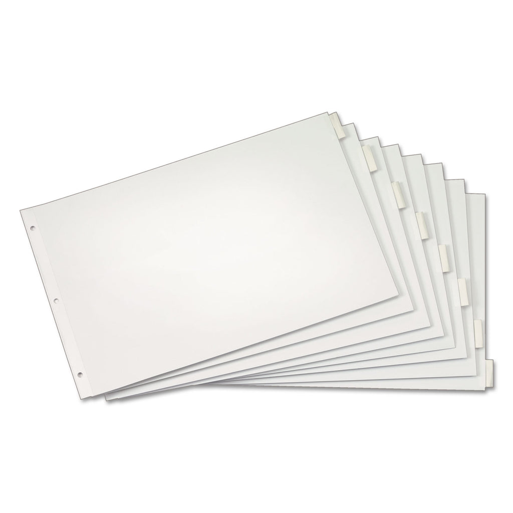 Paper Insertable Dividers, 8-Tab, 11 x 17, White, Clear Tabs, 1 Set - 
