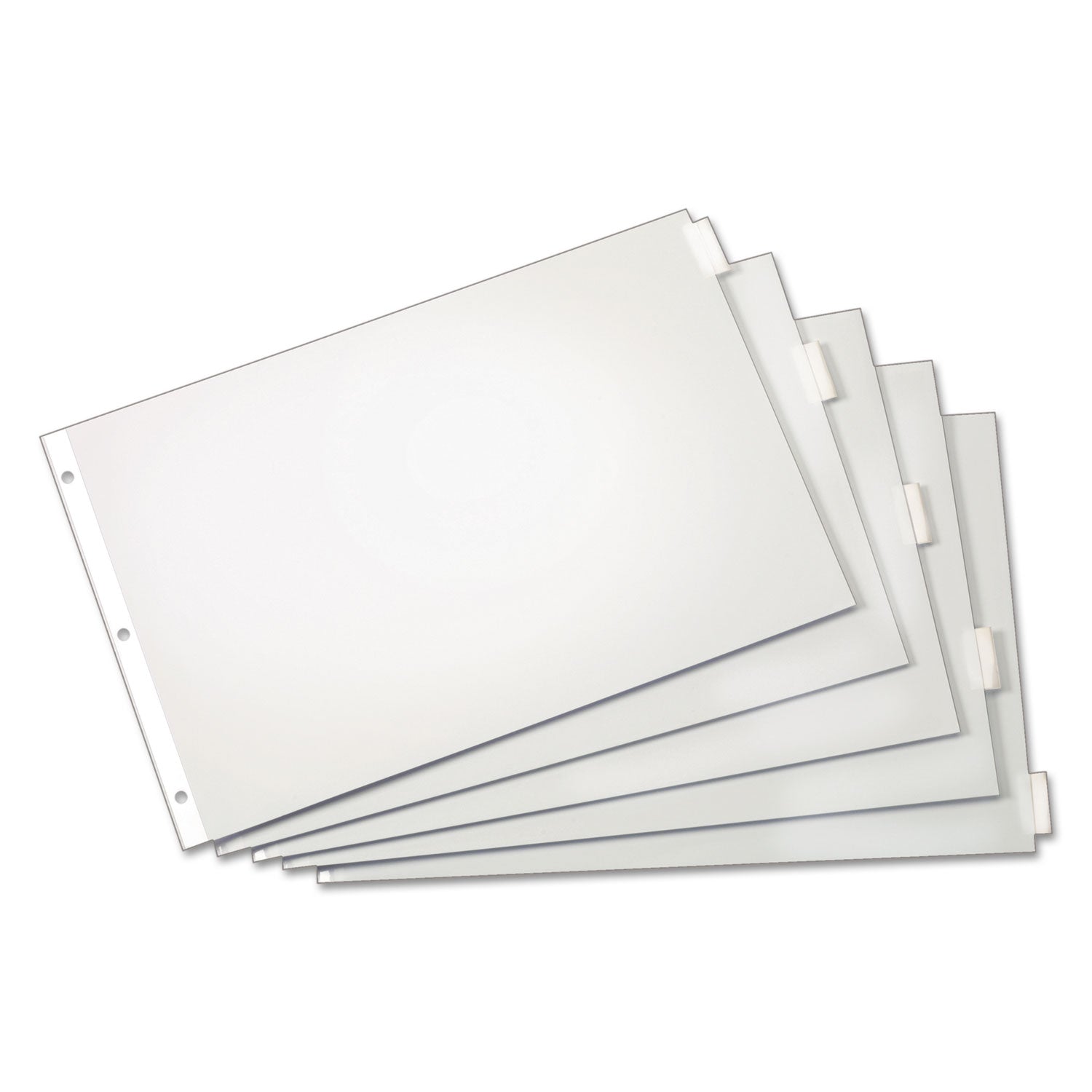 Paper Insertable Dividers, 5-Tab, 11 x 17, White, Clear Tabs, 1 Set - 