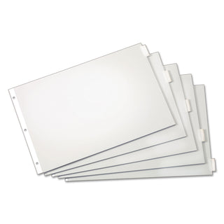 Paper Insertable Dividers, 5-Tab, 11 x 17, White, Clear Tabs, 1 Set - 