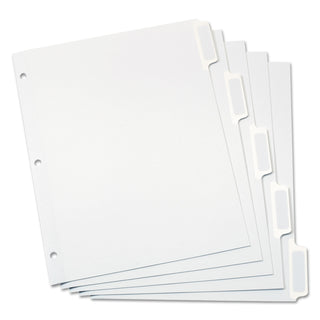 Custom Label Tab Dividers with Self-Adhesive Tab Labels, 5-Tab, 11 x 8.5, White, 25 Sets - 