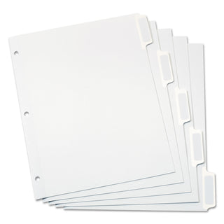 Custom Label Tab Dividers with Self-Adhesive Tab Labels, 5-Tab, 11 x 8.5, White, 5 Sets - 