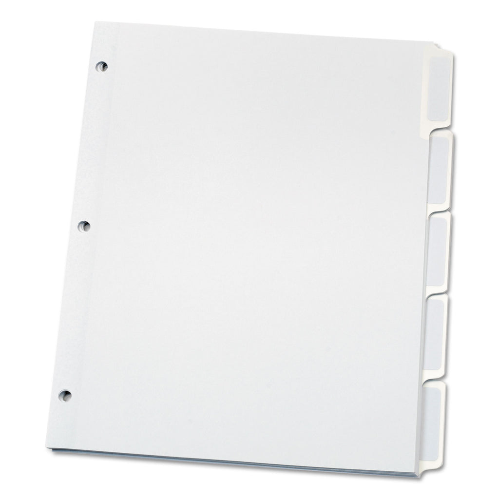 Custom Label Tab Dividers with Self-Adhesive Tab Labels, 5-Tab, 11 x 8.5, White, 25 Sets - 