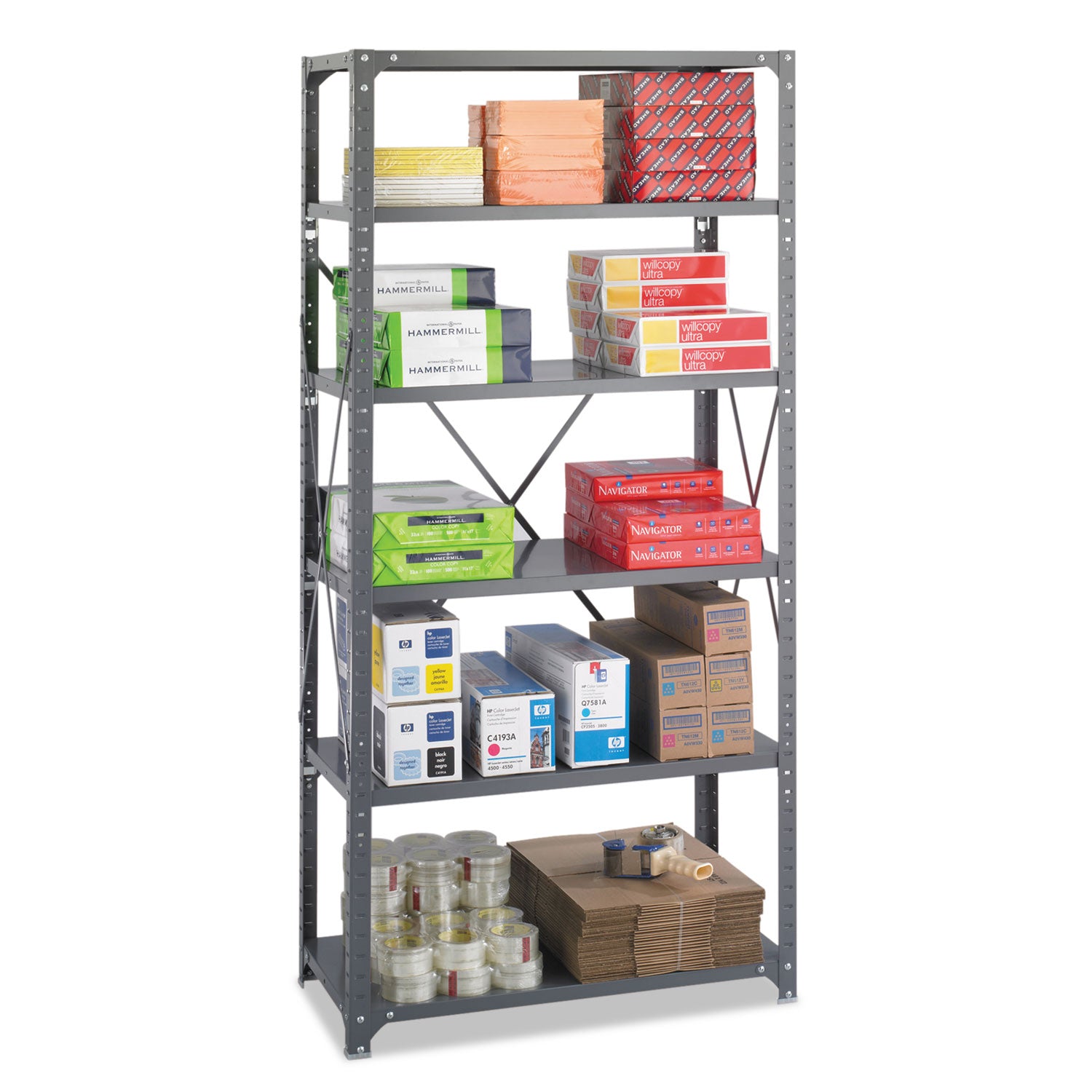 Commercial Steel Shelving Unit, Six-Shelf, 36w x 18d x 75h, Dark Gray - 