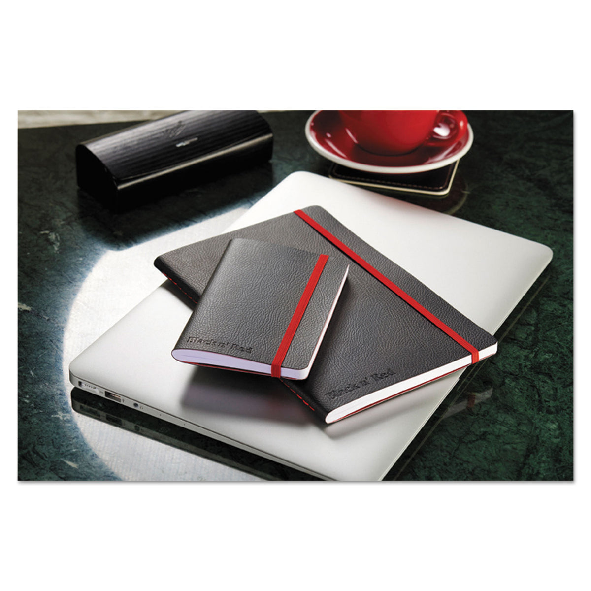 Flexible Cover Casebound Notebooks, SCRIBZEE Compatible, 1-Subject, Wide/Legal Rule, Black Cover, (71) 8.25 x 5.75 Sheets - 