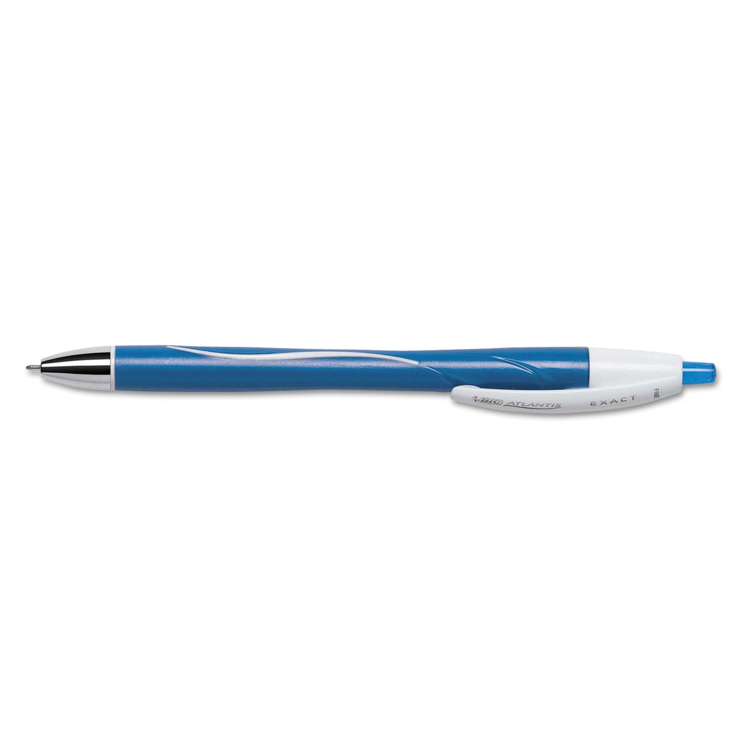 GLIDE Exact Ballpoint Pen, Retractable, Fine 0.7 mm, Blue Ink, Blue Barrel, Dozen - 