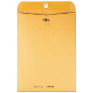 Park Ridge Kraft Clasp Envelope, #90, Square Flap, Clasp/Gummed Closure, 9 x 12, Brown Kraft, 100/Box - 