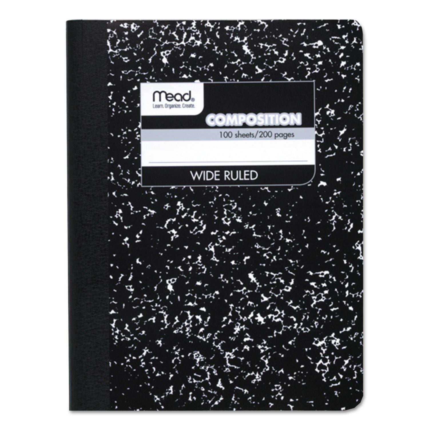 Composition Book, Wide/Legal Rule, Black Cover, (100) 9.75 x 7.5 Sheets - 