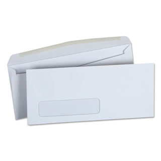 Open-Side Business Envelope, 1 Window, #10, Square Flap, Gummed Closure, 4.13 x 9.5, White, 500/Box - 
