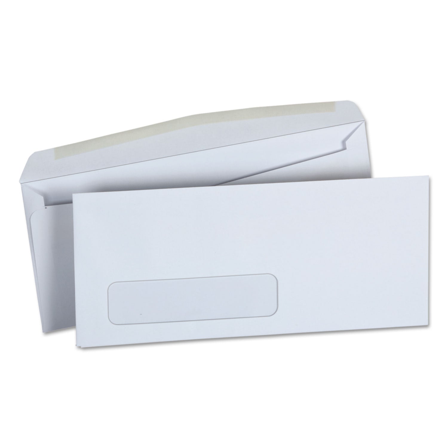 Open-Side Business Envelope, 1 Window, #10, Square Flap, Gummed Closure, 4.13 x 9.5, White, 500/Box - 