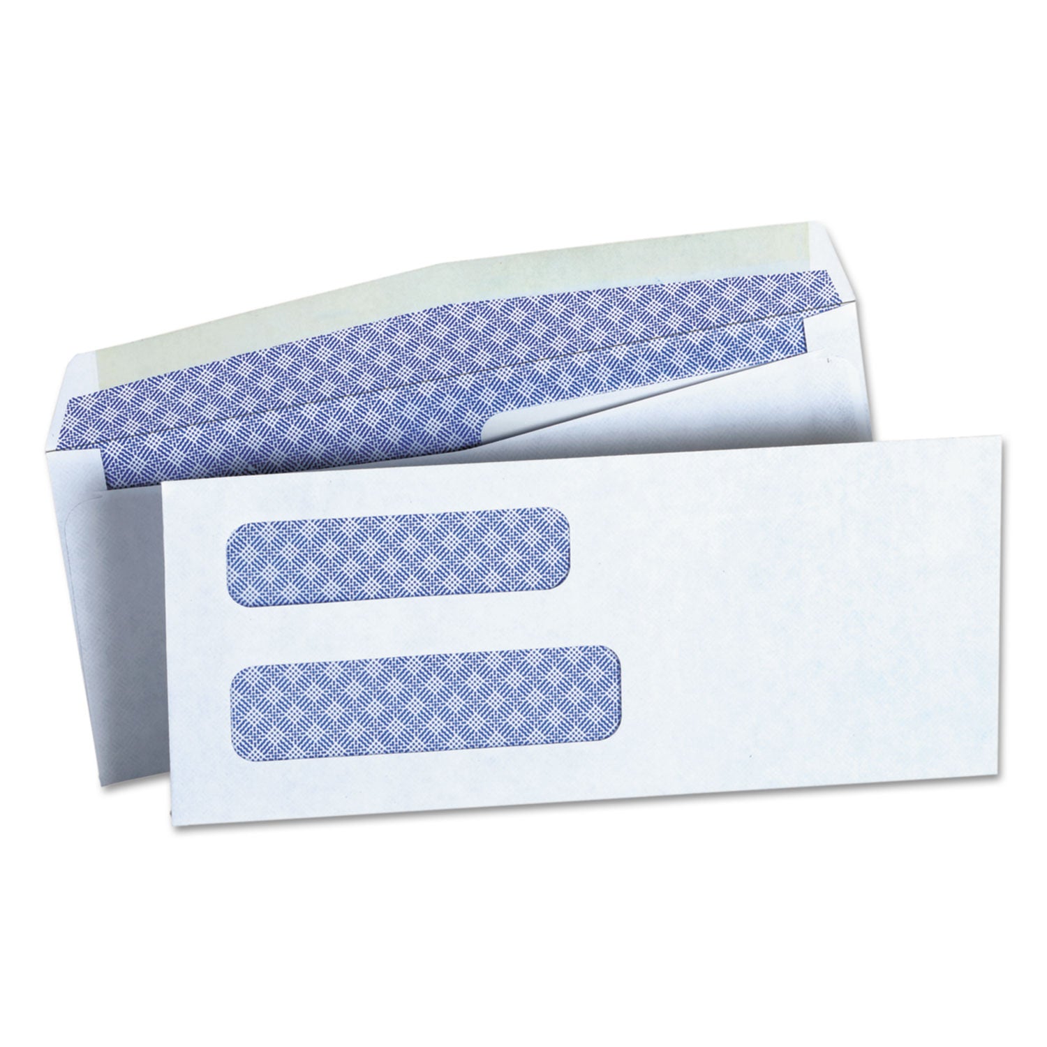 Double Window Business Envelope, #8 5/8, Commercial Flap, Gummed Closure, 3.63 x 8.63, White, 500/Box - 
