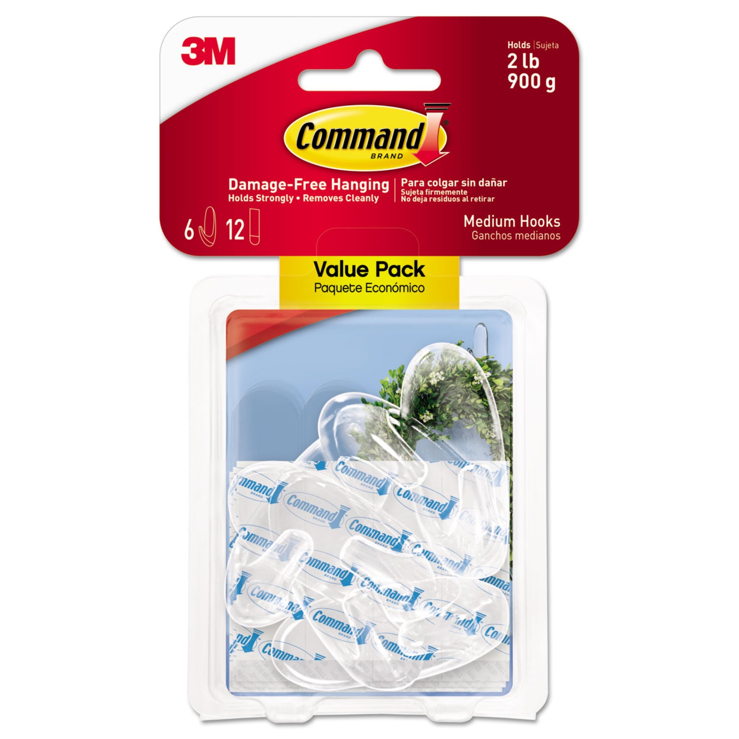 clear-hooks-and-strips-medium-plastic-2-lb-capacity-6-hooks-and-12-strips-pack_mmm17091clr6es - 1