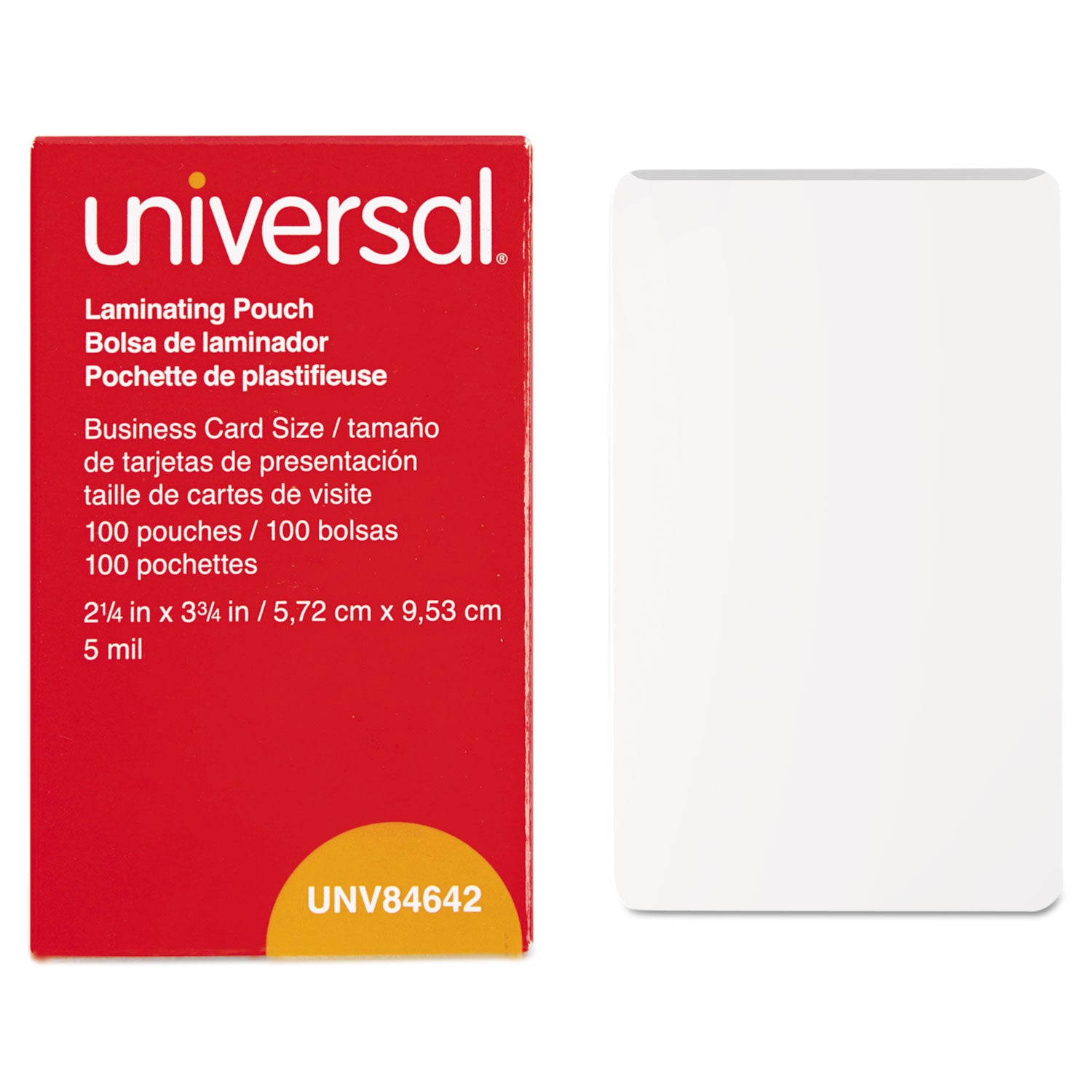 Laminating Pouches, 5 mil, 3.75" x 2.25", Gloss Clear, 100/Box - 