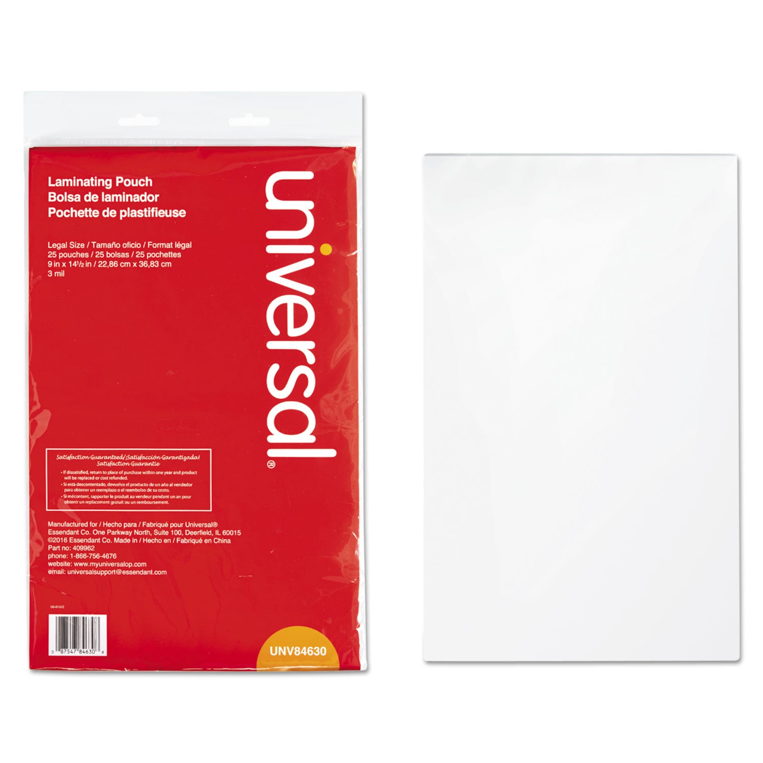 Laminating Pouches, 3 mil, 9" x 14.5", Gloss Clear, 25/Pack - 