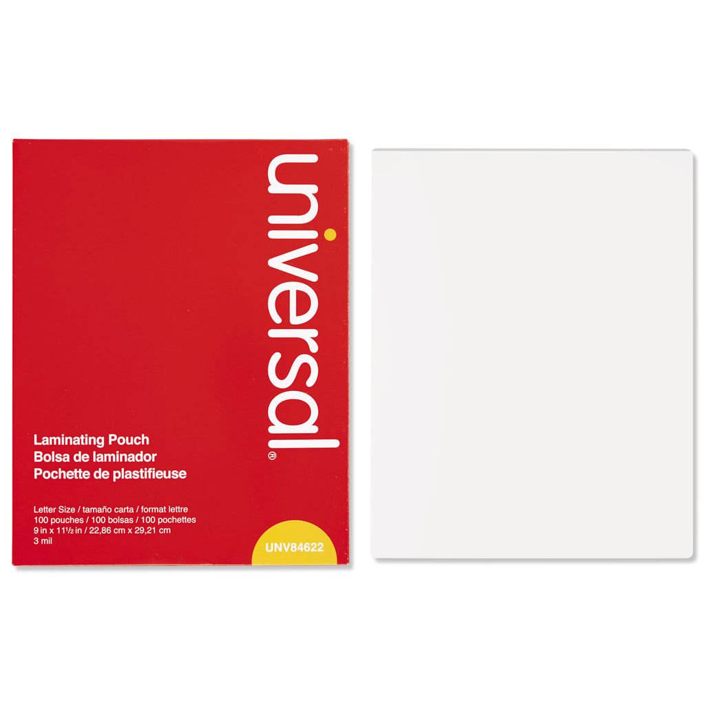 Laminating Pouches, 3 mil, 9" x 11.5", Gloss Clear, 100/Box - 